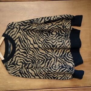 Vero Moda Black and Tan Animal Print Sweater Size L